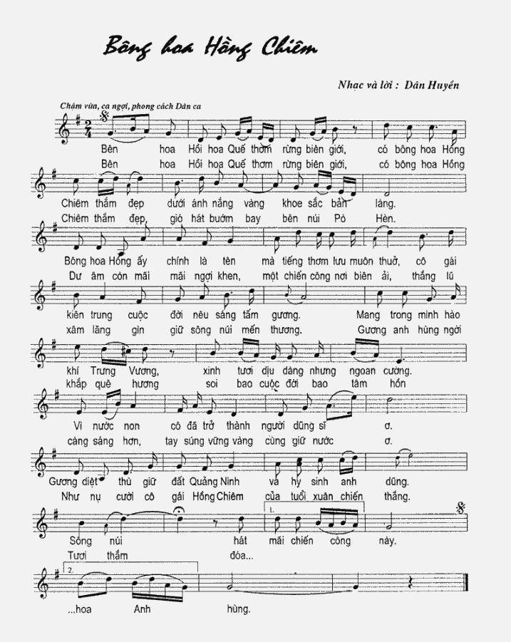 Sheet nhạc Bông Hoa Hồng Chiêm